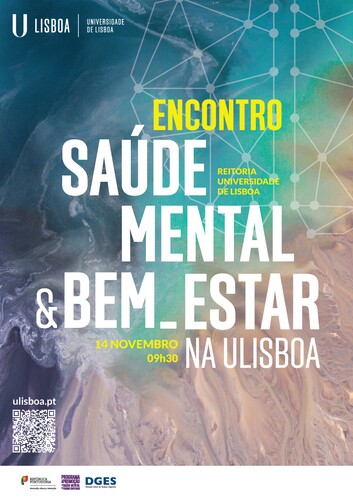 Cartaz do evento "Encontro de Saúde Mental e Bem-Estar na ULisboa"